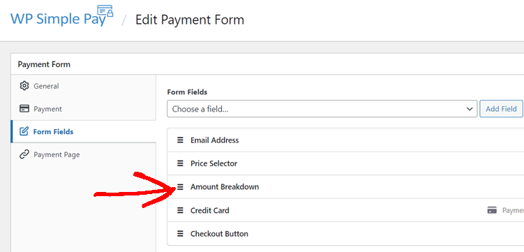 add amount breakdown