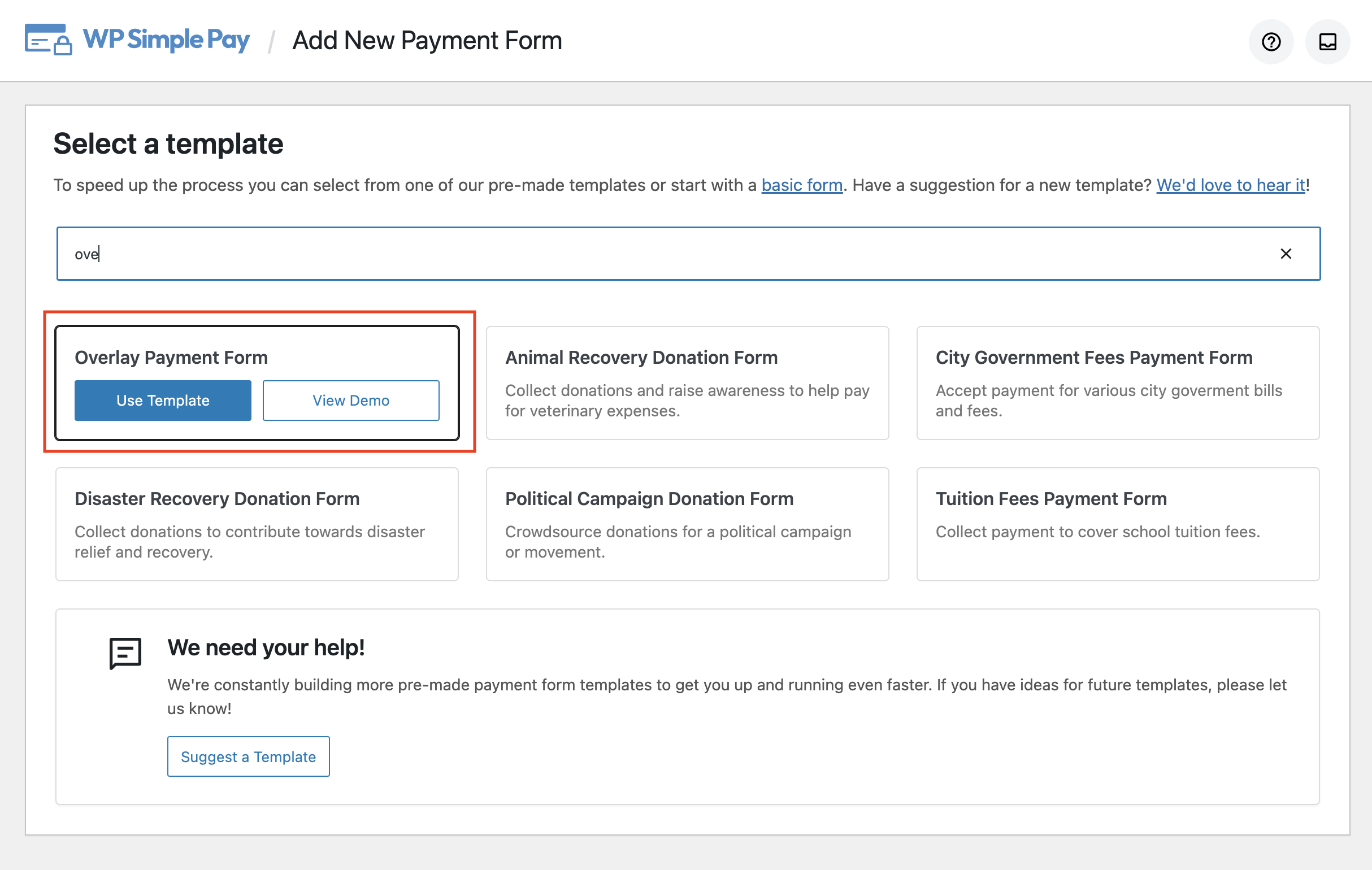 overlay form template