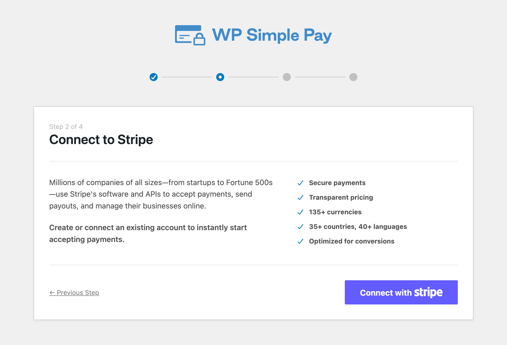 WP Simple Pay connect with Stripe